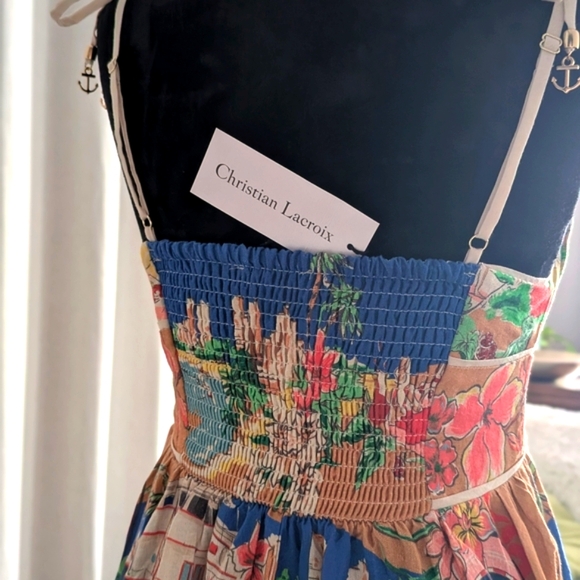 Christian Lacroix Pink Blue Spaghetti Strap Sundress - Picture 7 of 12